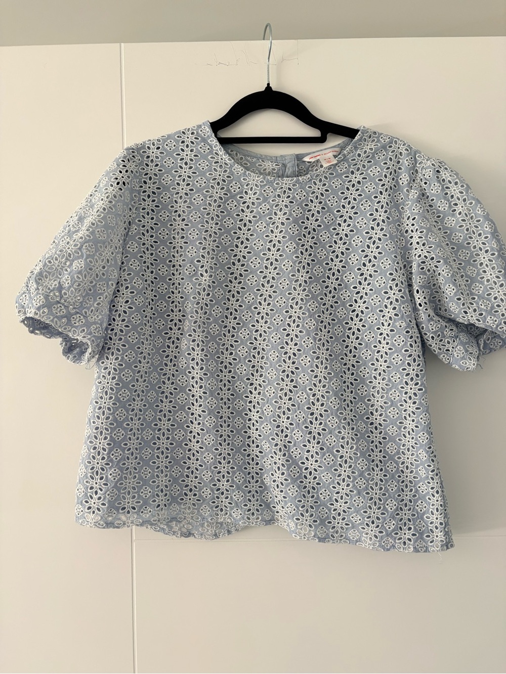 Joe Fresh Sky Blue Eyelet Puff Sleeve Blouse